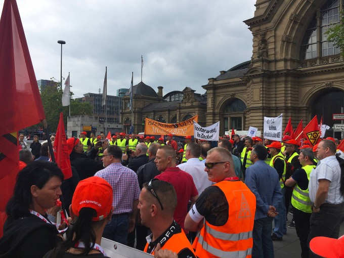 Rally in front of Frankfurt Central Station 