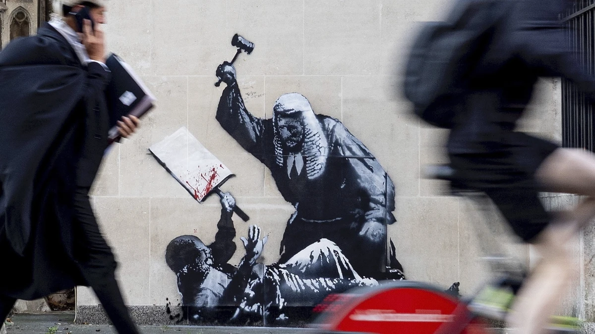 Kunst am Londoner Gericht: Banksy kritisiert Umgang mit Palästina-Protesten