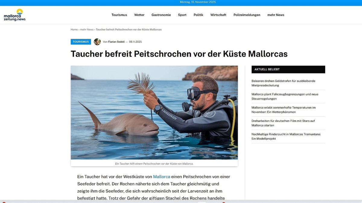 „Mallorca Zeitung“ wehrt sich: Der Rochen sieht aus wie ein KI-Karpfen