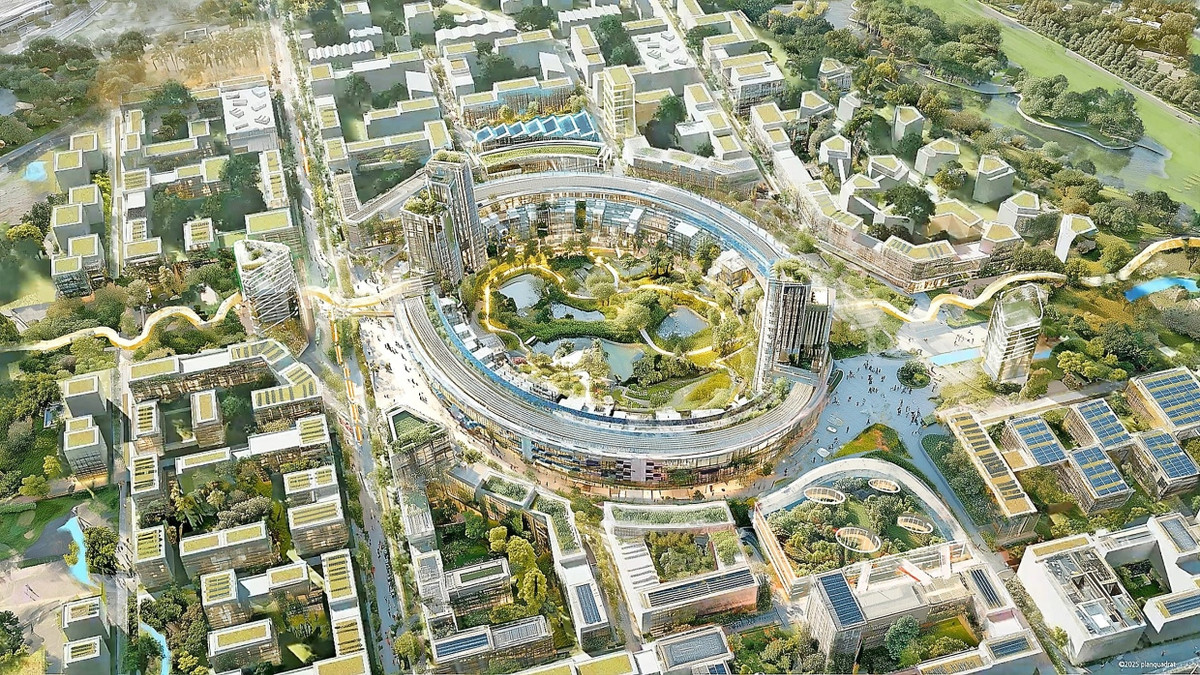 Animation zur Bewerbung der Region Rhein-Ruhr: So soll das Olympiastadion nach den Spielen umgebaut werden. - planquadrat Elfers Geskes Krämer GmbH Architektur und Stadtplanung