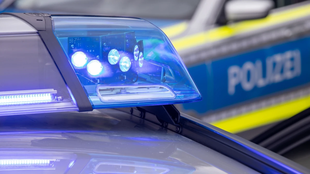 Ein Blaulicht leuchtet auf dem Dach eines Polizeifahrzeugs. (Symbolbild) - dpa