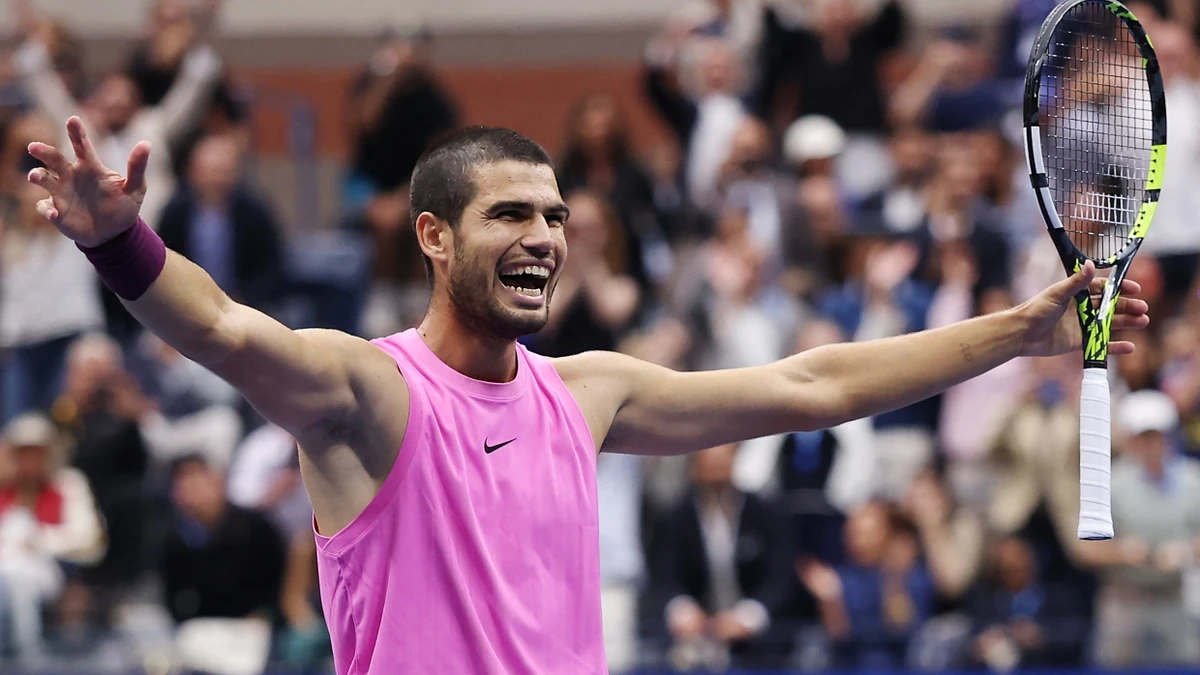 Carlos Alcaraz hatte allen Grund zur Freude. - Sarah Stier/ Getty Images via AFP