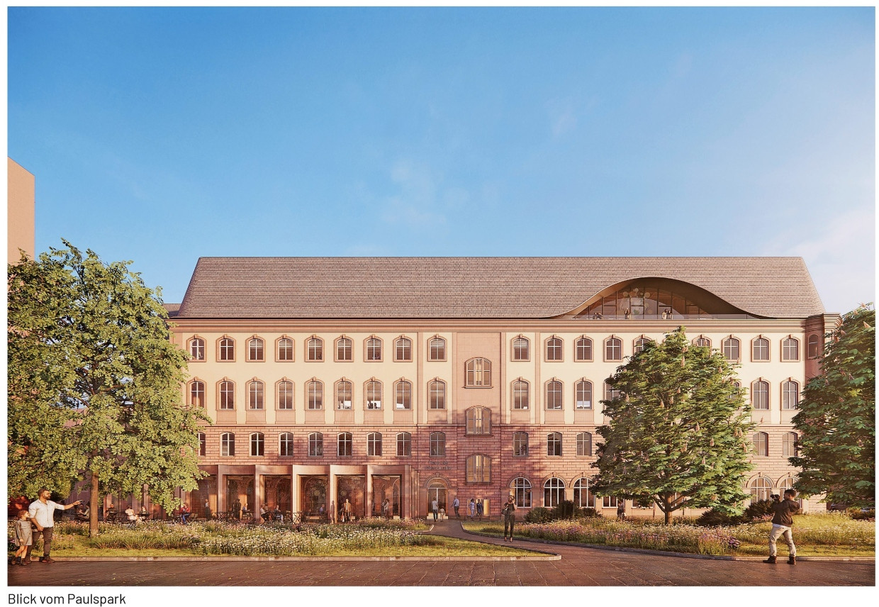 Einer von zehn prämierten Entwürfen: Das Atelier Lorentzen Langkilde Aps aus Kopenhagen schlägt einen Umbau der Kämmerei mit neuem Dach vor.