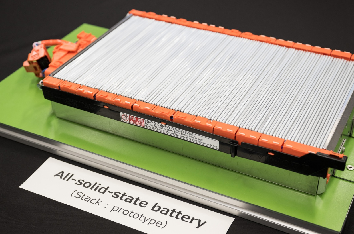 Scheitern möglich: Exponat einer Feststoffbatterie von Toyota