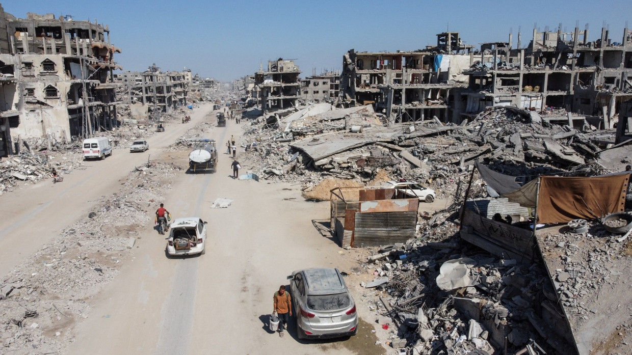 Eine Straße in Gaza-Stadt nach dem Rückzug der israelischen Streitkräfte