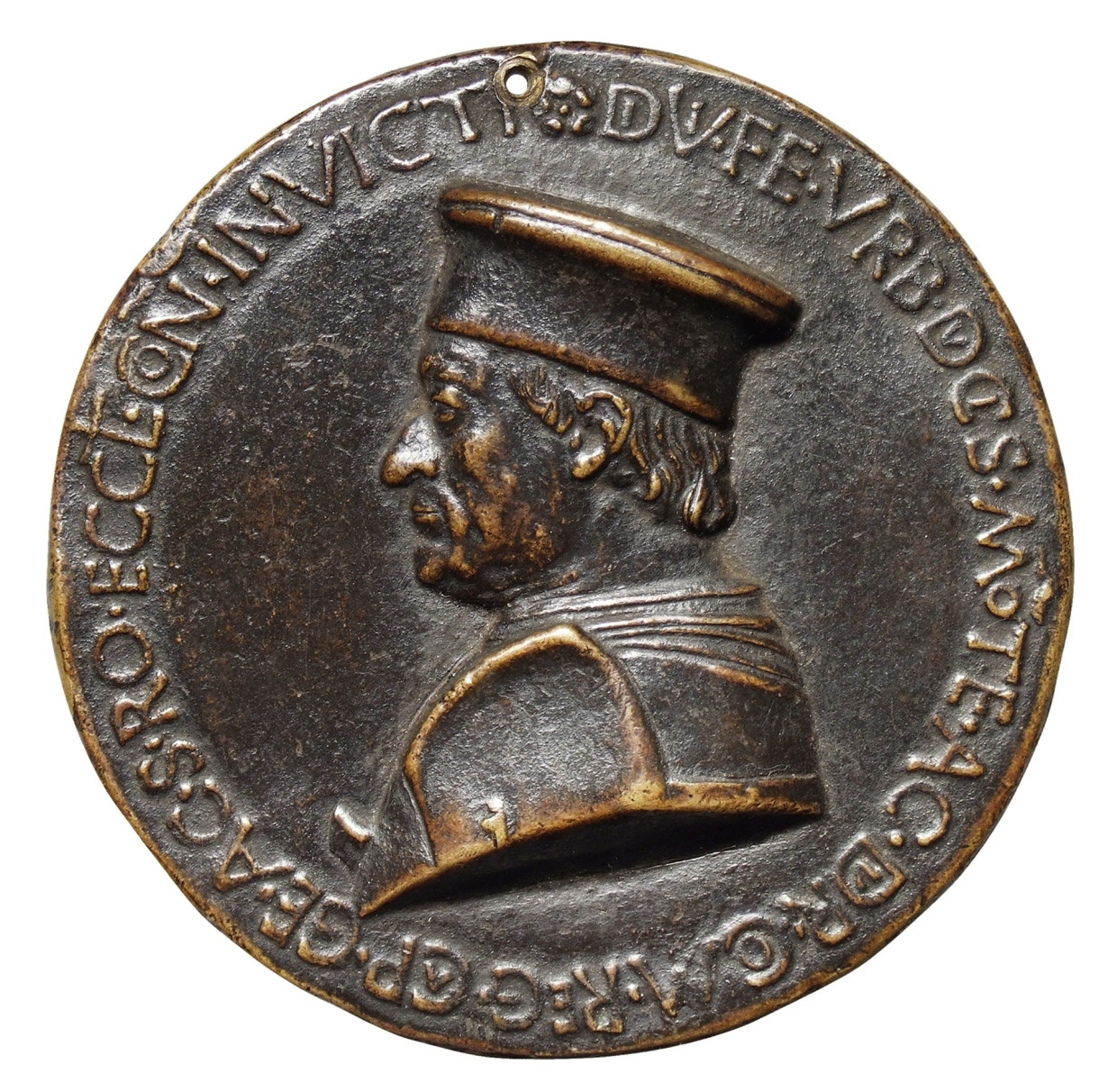 Federico da Montefeltro (1422 bis 1482) auf einer Porträtmedaille von 1474