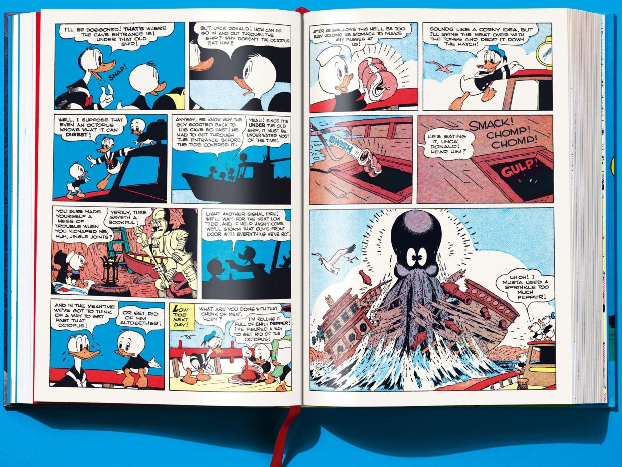 Doppelseite aus „The Ghost of the Grotto“ von Carl Barks, ursprünglich erschienen 1947.